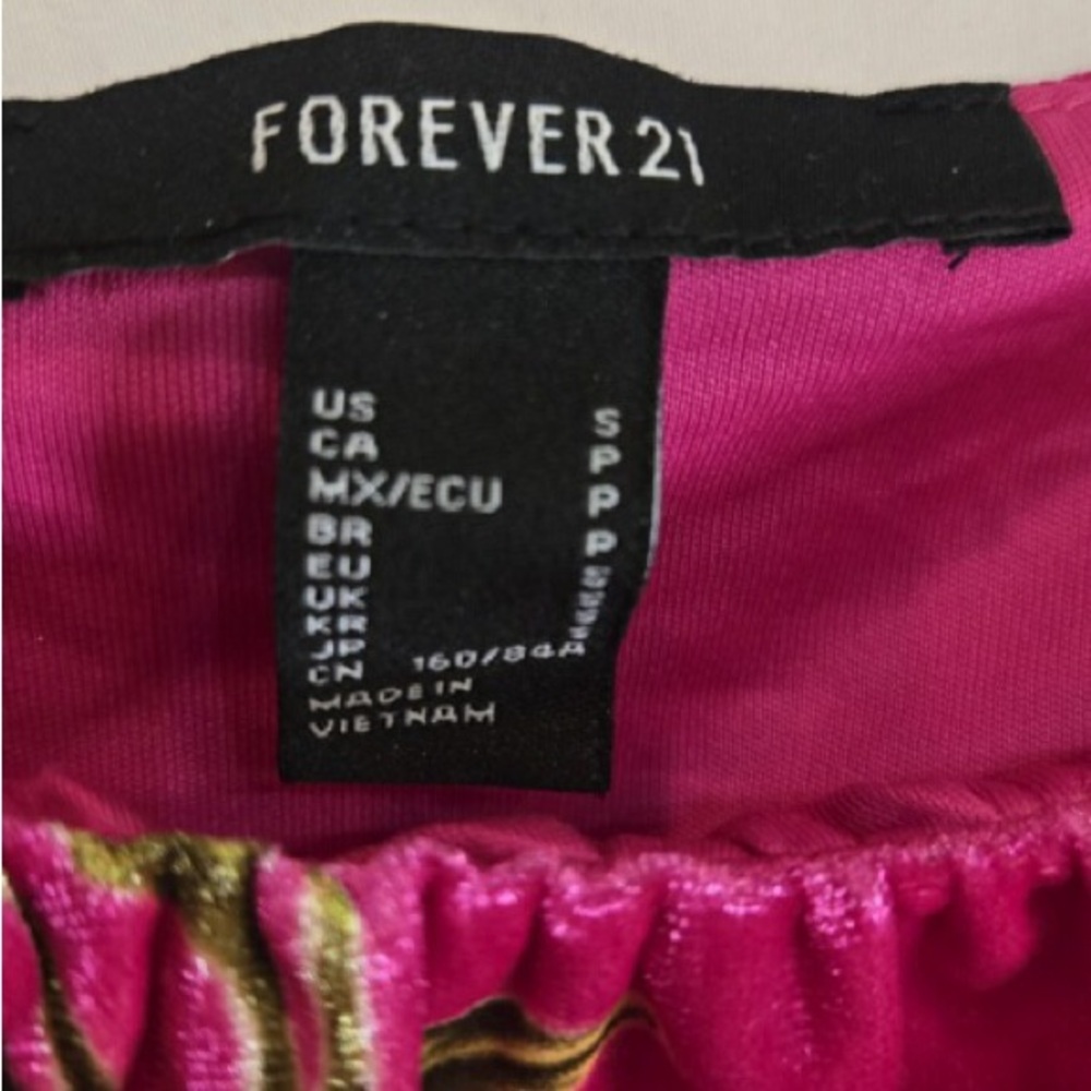 Forever 21 Fuchsia Velvet Skirt with Gold Accent
